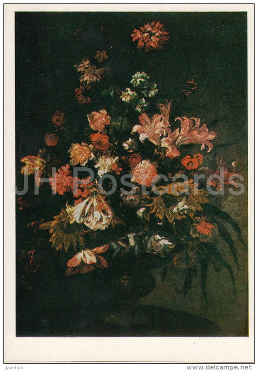 painting by Jan van Huysum - Flowers in a Vase - Dutch art - Russia USSR - 1984 - unused - JH Postcards