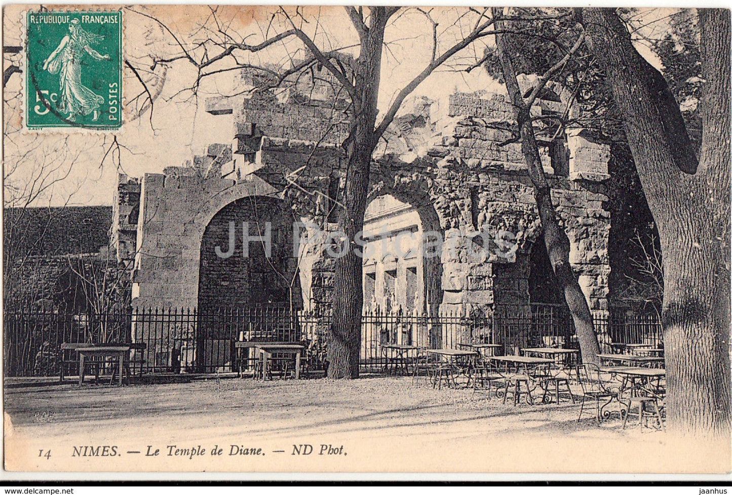 Nimes - Le Temple de Diane - 14 - 1910 - old postcard - France - used - JH Postcards