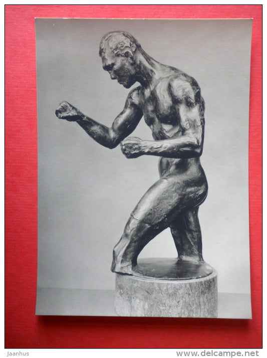 Boxer Max Schmeling by R. Belling - Sport sculptures - DDR Germany - unused - JH Postcards