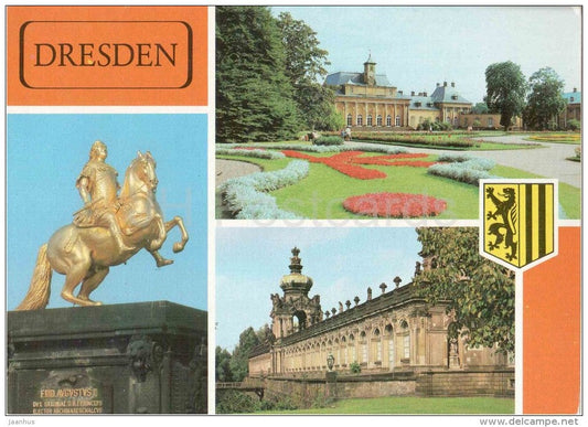 Der Goldene Reiter , Denkmal Augustus des Starken - Pillniz , Neues Palais - Zwinger - Dresden - Germany - DDR - unused - JH Postcards