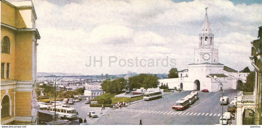Kazan - The First of May Square - bus Ikarus - church - 1977 - Russia USSR - unused - JH Postcards