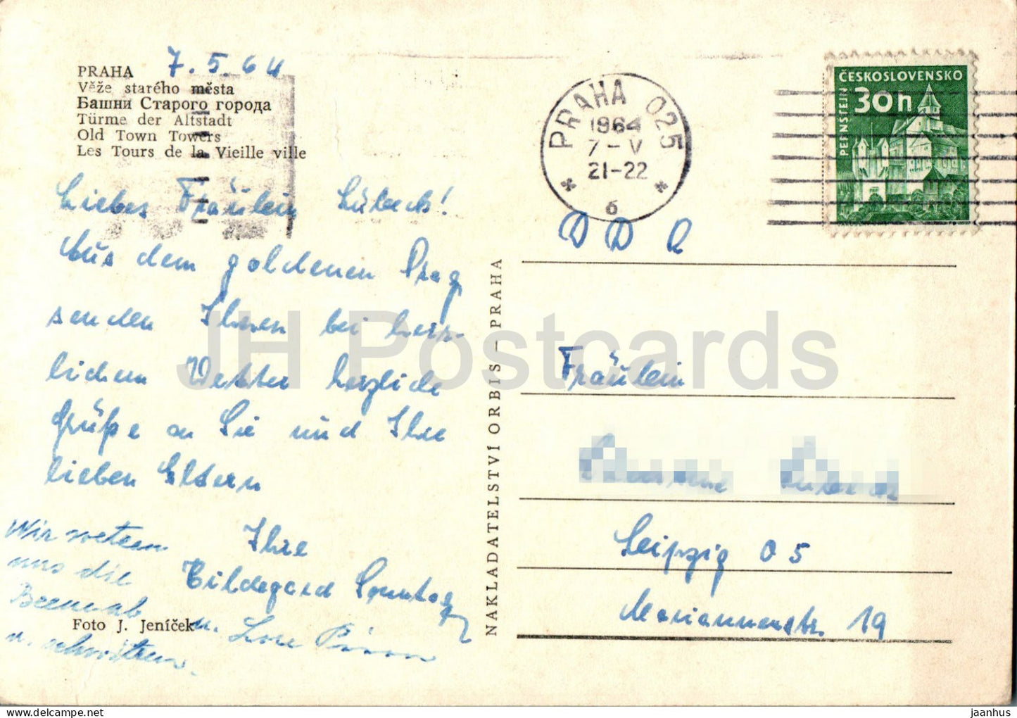 Praha - Prague - Veze Stareho Mesta - Tours de la vieille ville - 1964 - République tchèque - Tchécoslovaquie - occasion