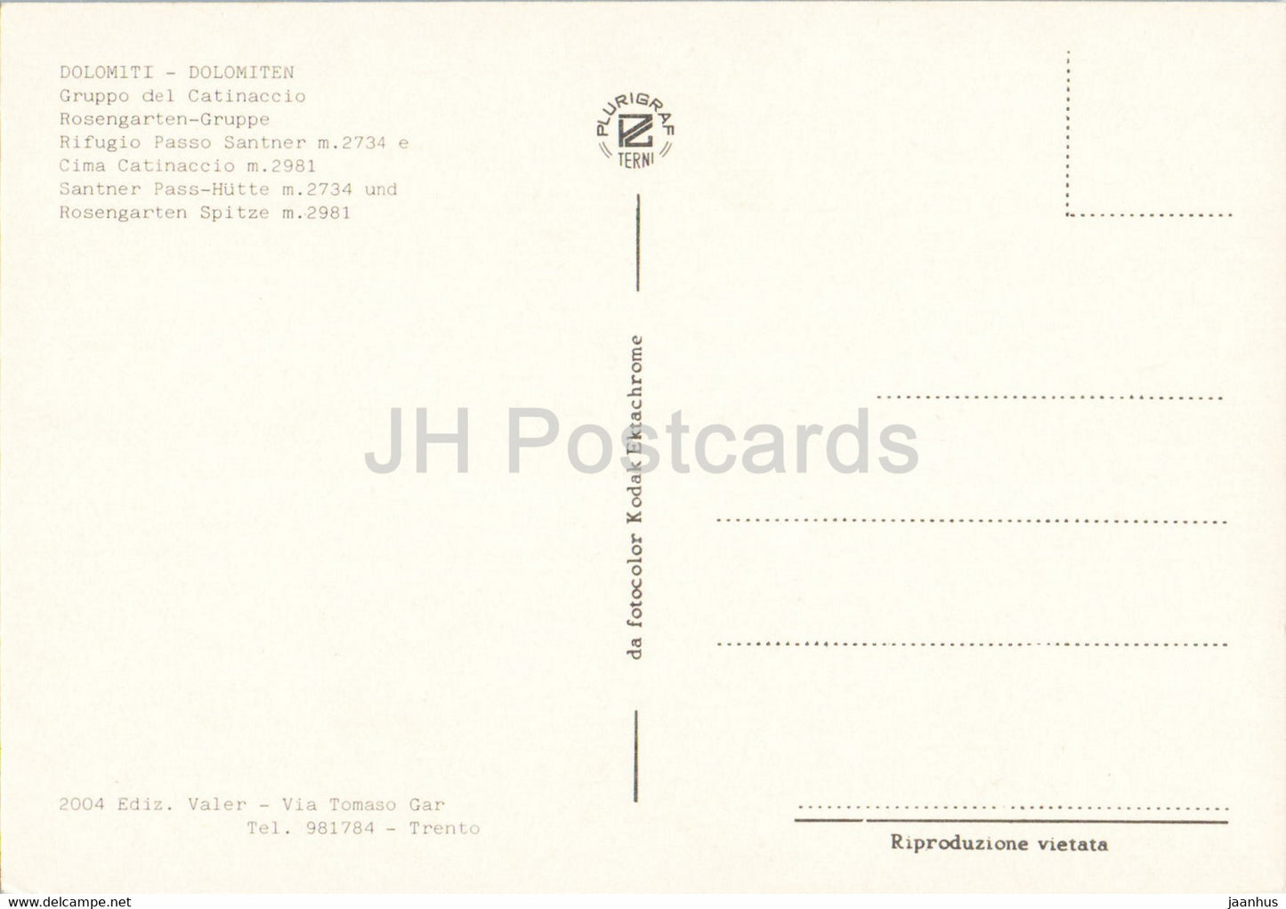 Dolomiti - Gruppo del Catinaccio - Rosengarten Gruppe - Rifugio Passo Santner - Cima Catinaccio - Italy - unused