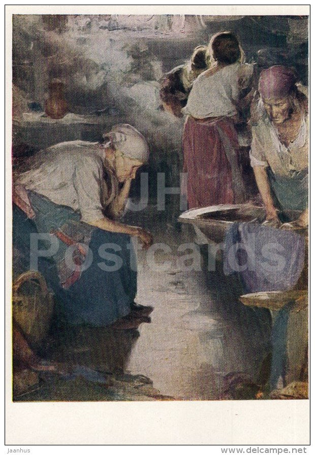 painting by A. Arkhipov - Laundresses , 1901 - washerwomen - Russian Art - 1963 - Russia USSR - unused - JH Postcards