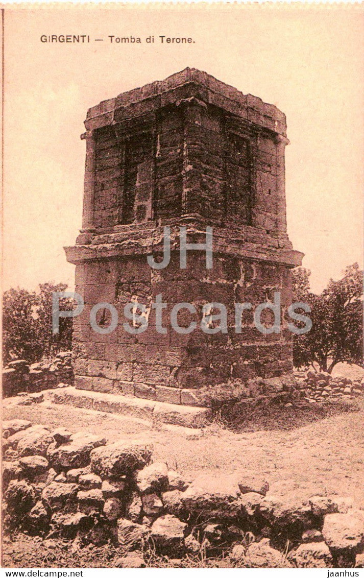 Girgenti - Tomba di Terone - Theron’s Tomb - Ancient World - Gaspare Formica - old postcard - Italy - unused - JH Postcards