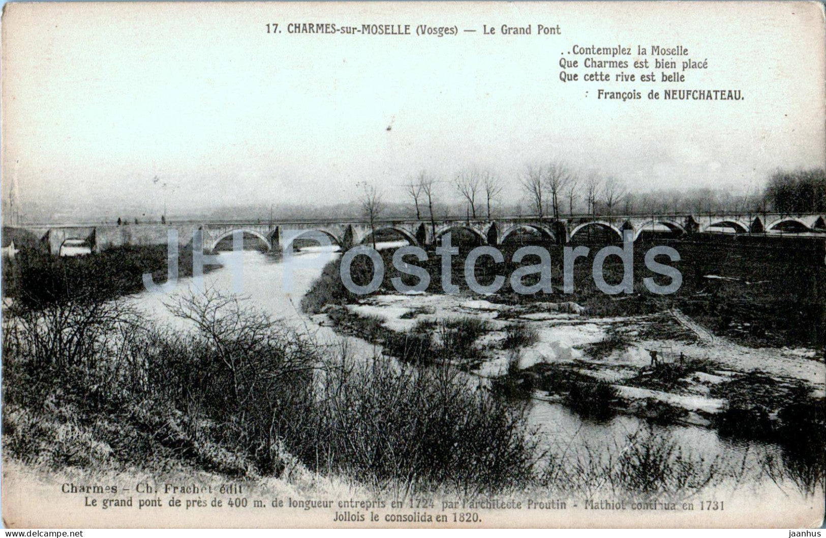 Charmes sur Moselle - Le Grand Pont - bridge - 17 - old postcard - 1915 - France - used - JH Postcards