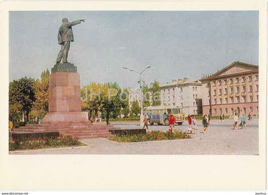 Brest - monument to Lenin - bus - 1970 - Belarus USSR - unused - JH Postcards