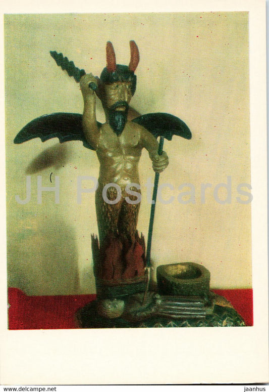 Devil Judging the Taleteller - Devils - Lithuanian art 1973 - Lithuania USSR - unused - JH Postcards