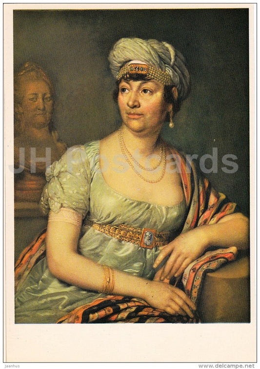 painting by V. Borovikovsky - Portrait of Unknown Woman in turban , 1812 - Russian Art - 1982 - Russia USSR - unused - JH Postcards