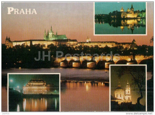 Prague Castle - National Theatre - Smetanovo museum - Paraha - Prague - Czechoslovakia - Czech - unused - JH Postcards