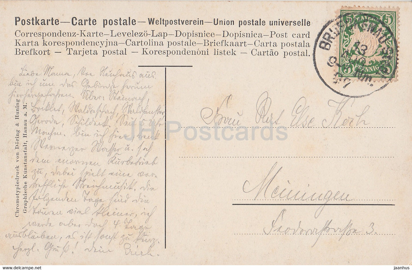 Luftkurort Bad Brückenau 298 Meter - alte Postkarte - 1907 - Deutschland - gebraucht