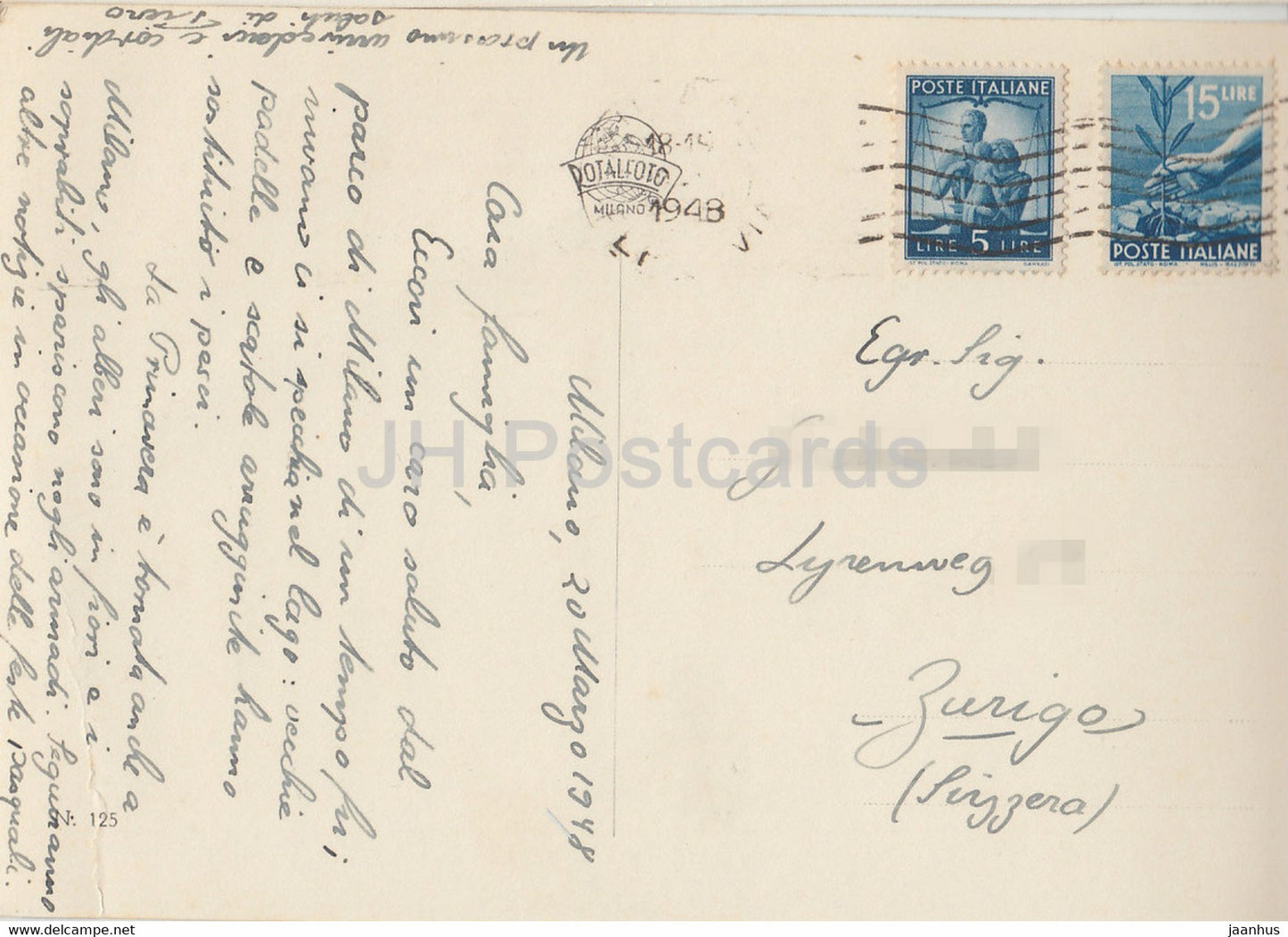 Milano - Milan - Il Parco - park - old postcard - 1948 - Italy - used