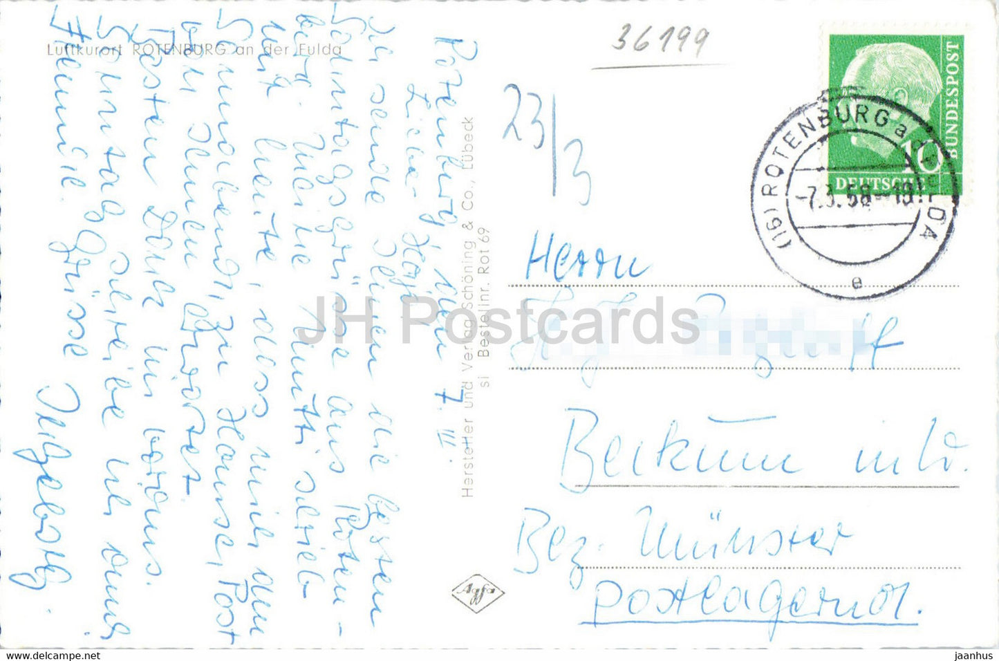 Luftkurort Rotenburg an der Fulda - old postcard - 1958 - Germany - used