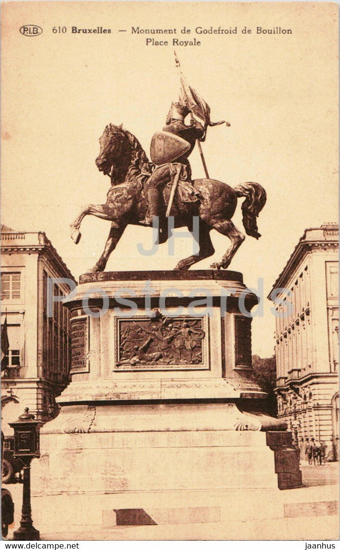 Bruxelles - Brussels - Monument de Godefroid de Bouillon - Place Royale - horse - old postcard - 1950 - Belgium - used - JH Postcards
