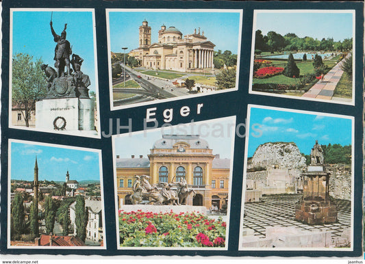 Eger - monument - architecture - multiview - Hungary - unused - JH Postcards