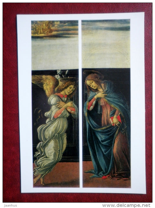 painting by Sandro Boticelli , The Madonna Annunciata , Archangel Gabriel - italian art - unused - JH Postcards