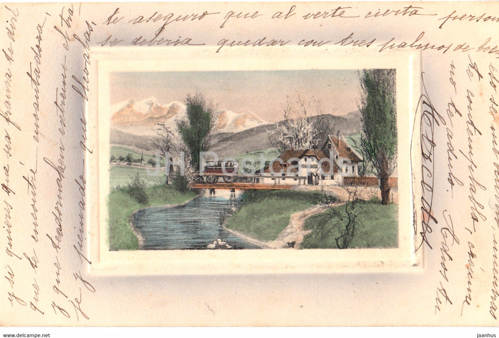 house - illustration - V K Vienne 4076 - old postcard - 1911 - used - JH Postcards