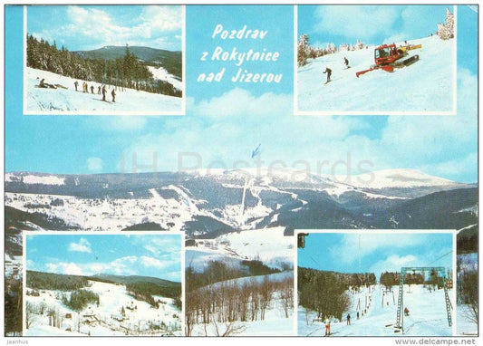 Rokytnice nad Jizerou - Krknoše - Ski resort TJ Spartak - mountains - Czechoslovakia - Czech - used in 1984 - JH Postcards