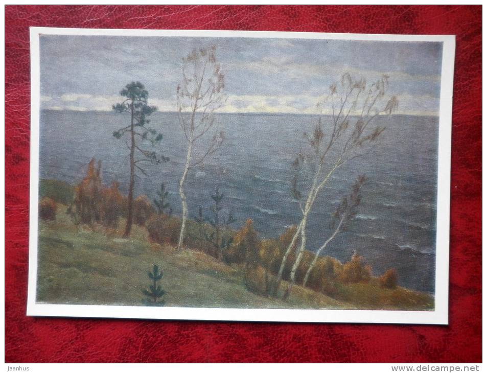 Painting by W. K. Bialynicki-Birula - autumn wind , 1902 - nature - russian art - unused - JH Postcards