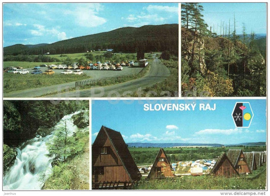 Slovak Paradise National Park - Slovensky Raj - camping area - waterfall - Czechoslovakia - Slovakia - used 1991 - JH Postcards