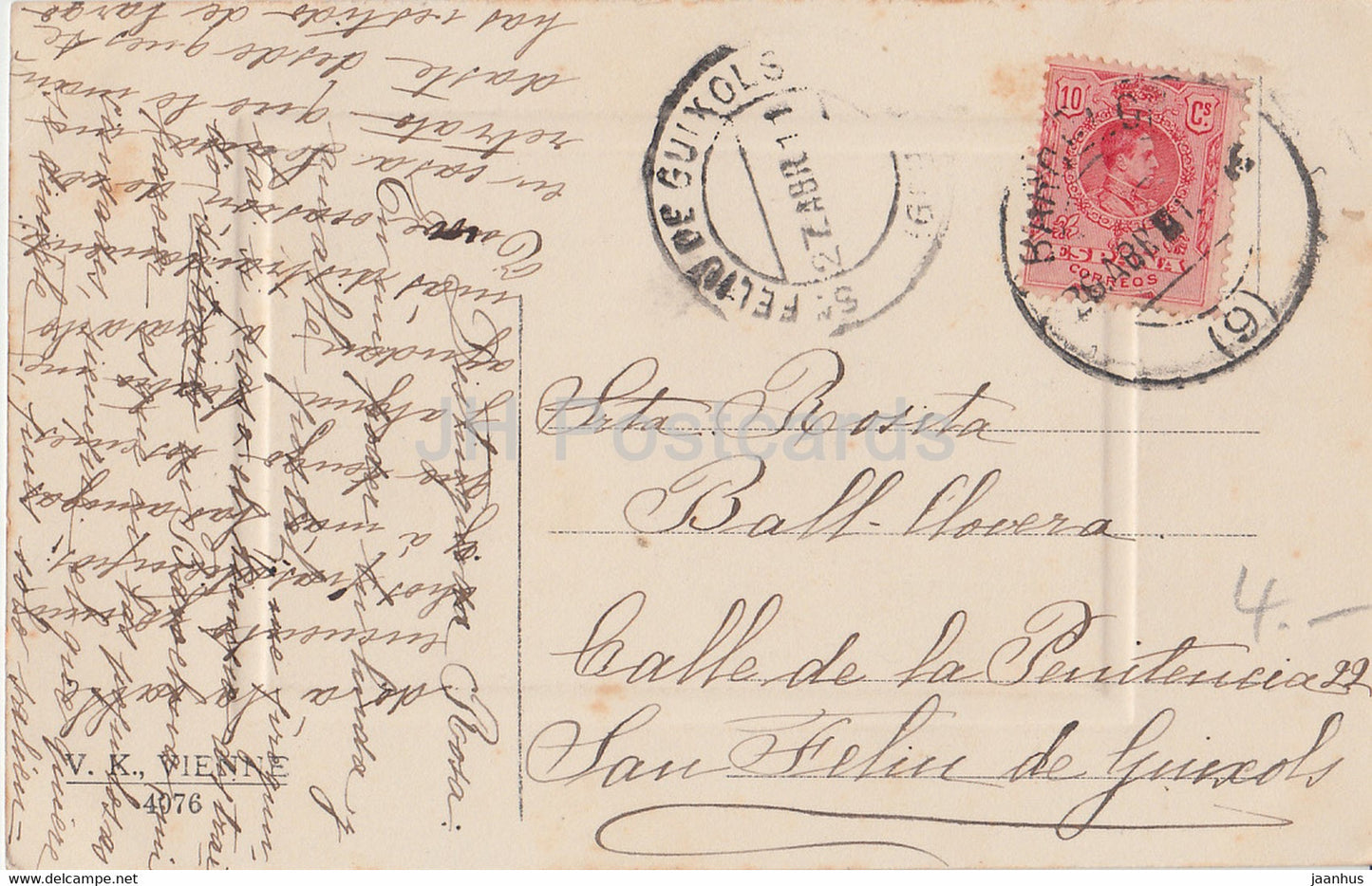 house - illustration - V K Vienne 4076 - old postcard - 1911 - used