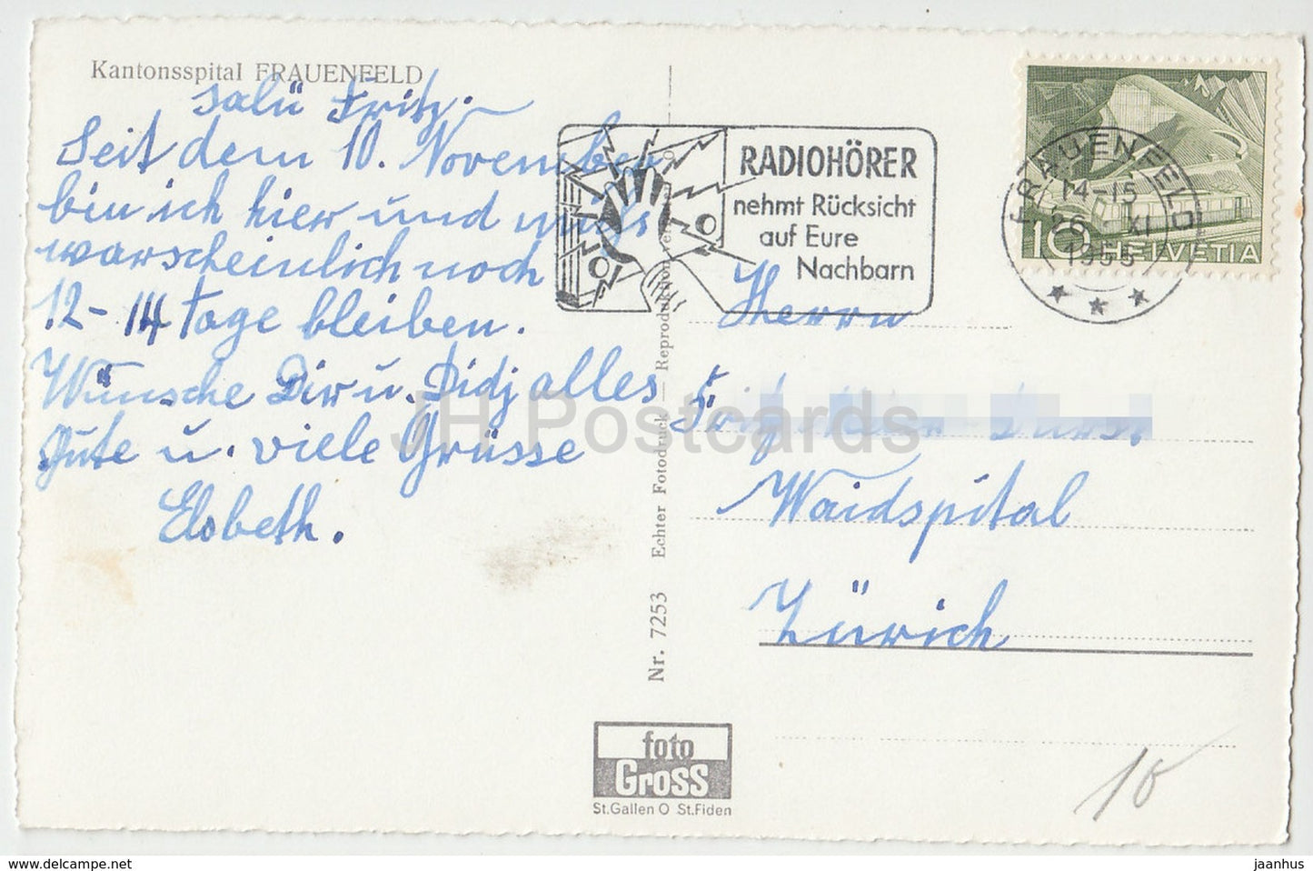 Frauenfeld - Spital - Kantonsspital - 7253 - 1955 - Schweiz - gebraucht