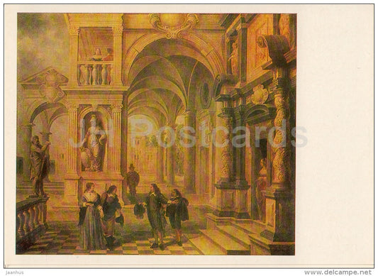 painting by Dirck van Delen - The Palace Entrance , 1667 - French art - Russia USSR - 1986 - unused - JH Postcards