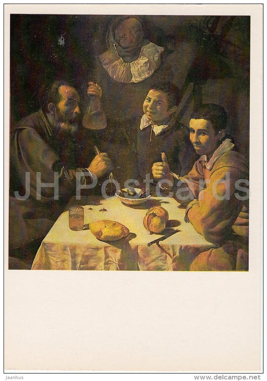 painting by Diego Velazquez - Breakfast , 1617-18 - Spanish art - Russia USSR - 1983 - unused - JH Postcards