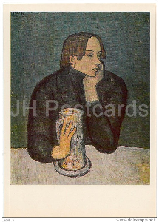 painting by Pablo Picasso - Portrait of the Poet Sabartes , 1901 - Spanish art - Russia USSR - 1982 - unused - JH Postcards