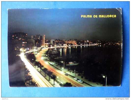 Night at Palma de Mallorca - sent from Spain to Finland 1974 - Spain - used - JH Postcards