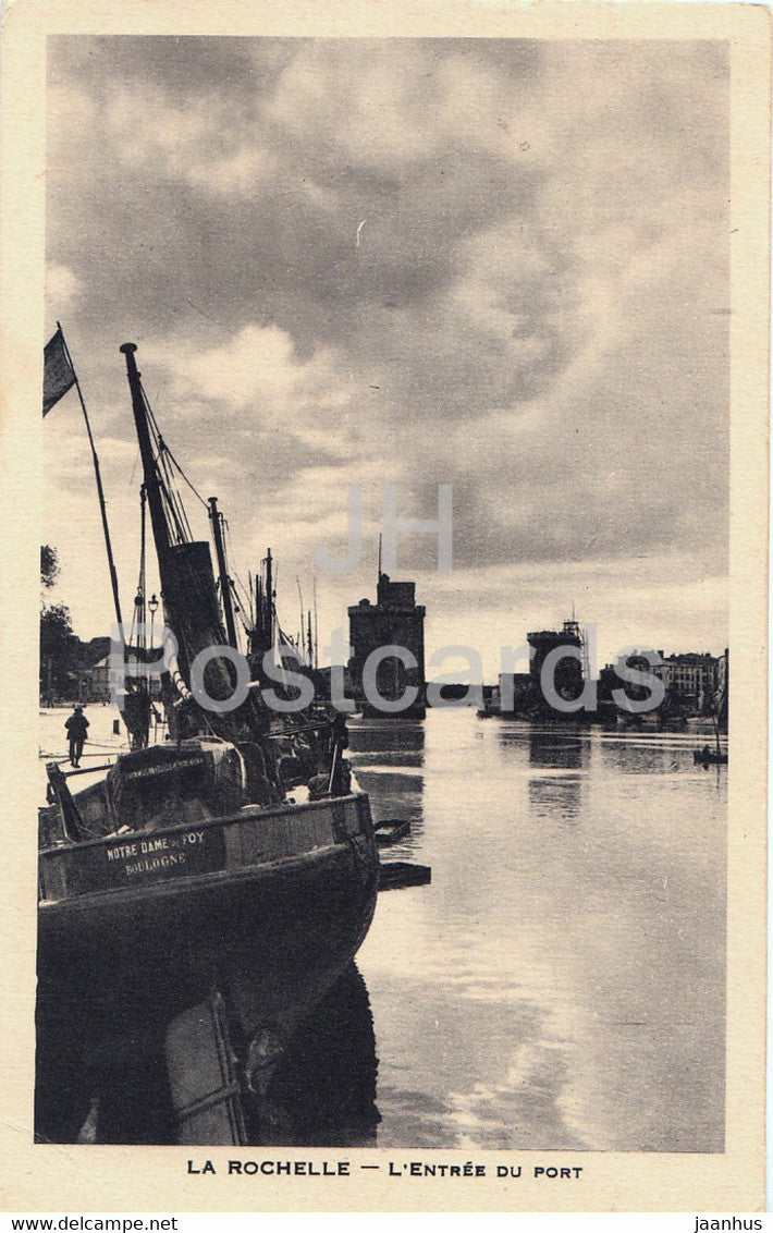 La Rochelle - L'Entree du Port - boat - ship - old postcard - 1941 - France - used - JH Postcards