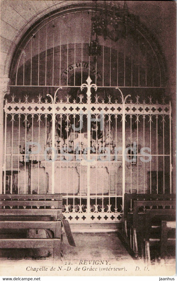 Revigny - Chapelle de N D de Grace - interieur - 22 - old postcard - France - unused - JH Postcards