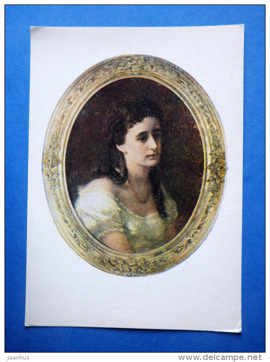 painting by J. Köler - Portrait of musician Ella Schultz-Adayewsky , 1868 - estonian art - unused - JH Postcards