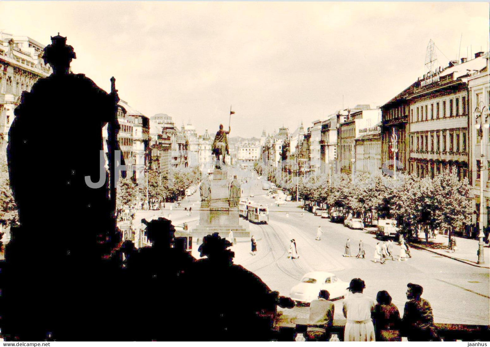 Praha - Prague - Vaclavske Namesti - Wenceslas Square - tram - Czech Republic - Czechoslovakia - used - JH Postcards