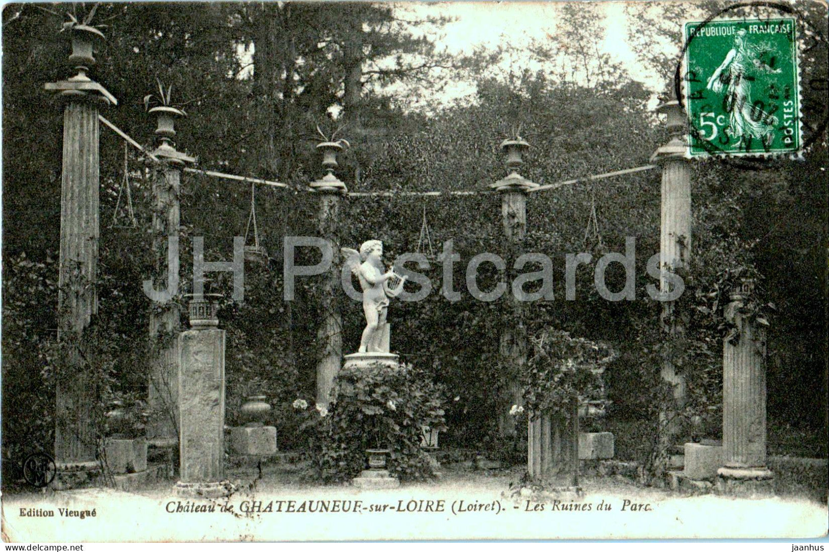 Chateauneuf Sur Loire - Les Ruines du Parc - park - old postcard - France - used - JH Postcards