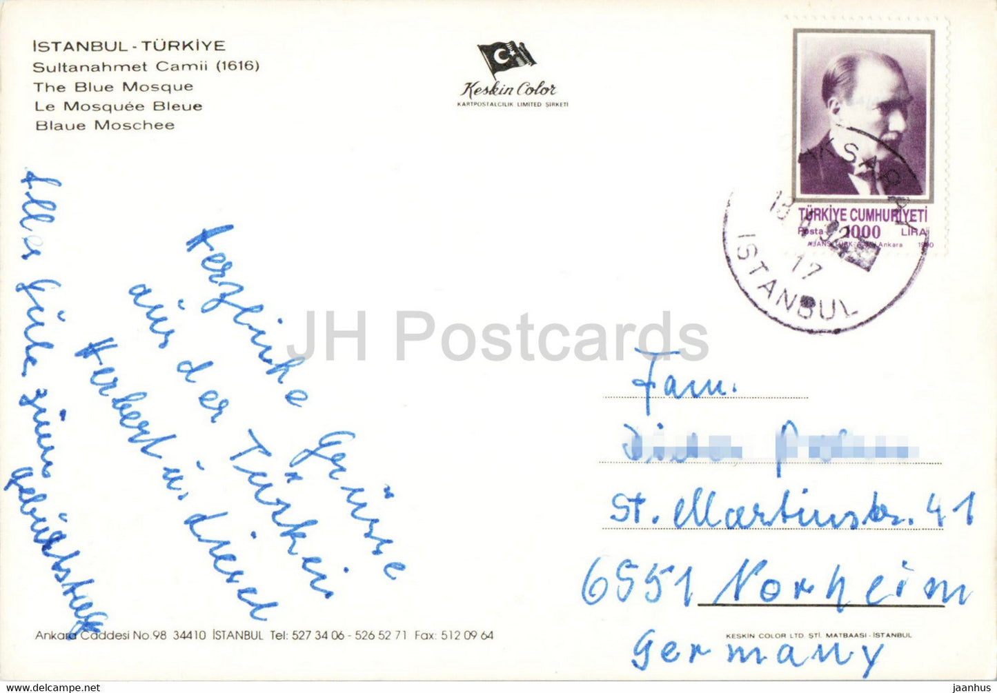 Istanbul - La Mosquée Bleue - Keskin - 1992 - Turquie - d'occasion