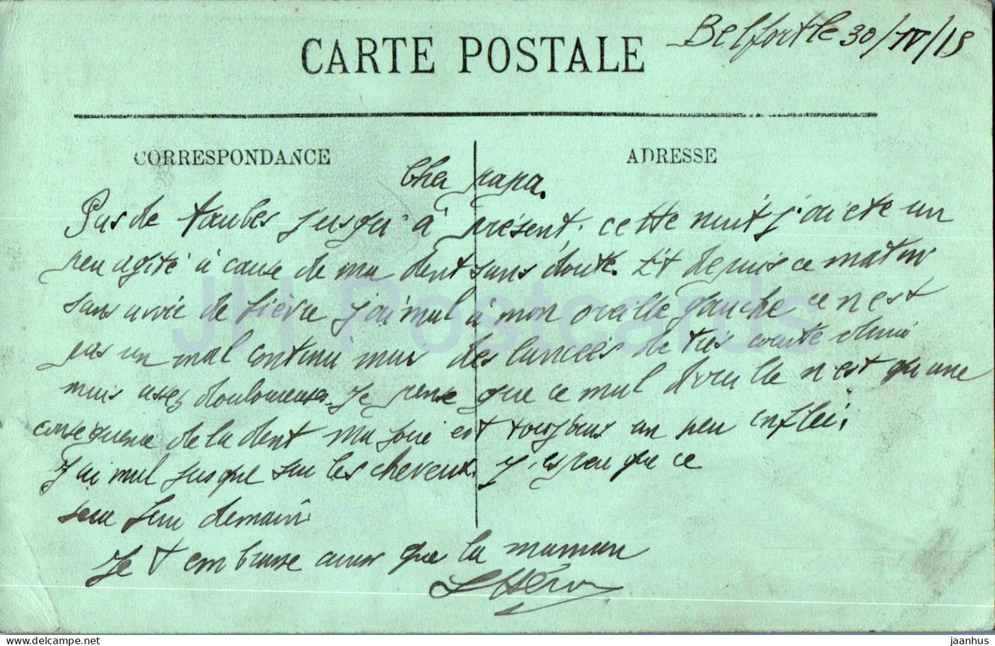 Belfort - Vue Generale vers l'Ouest - 5 - old postcard - 1919 - France - used