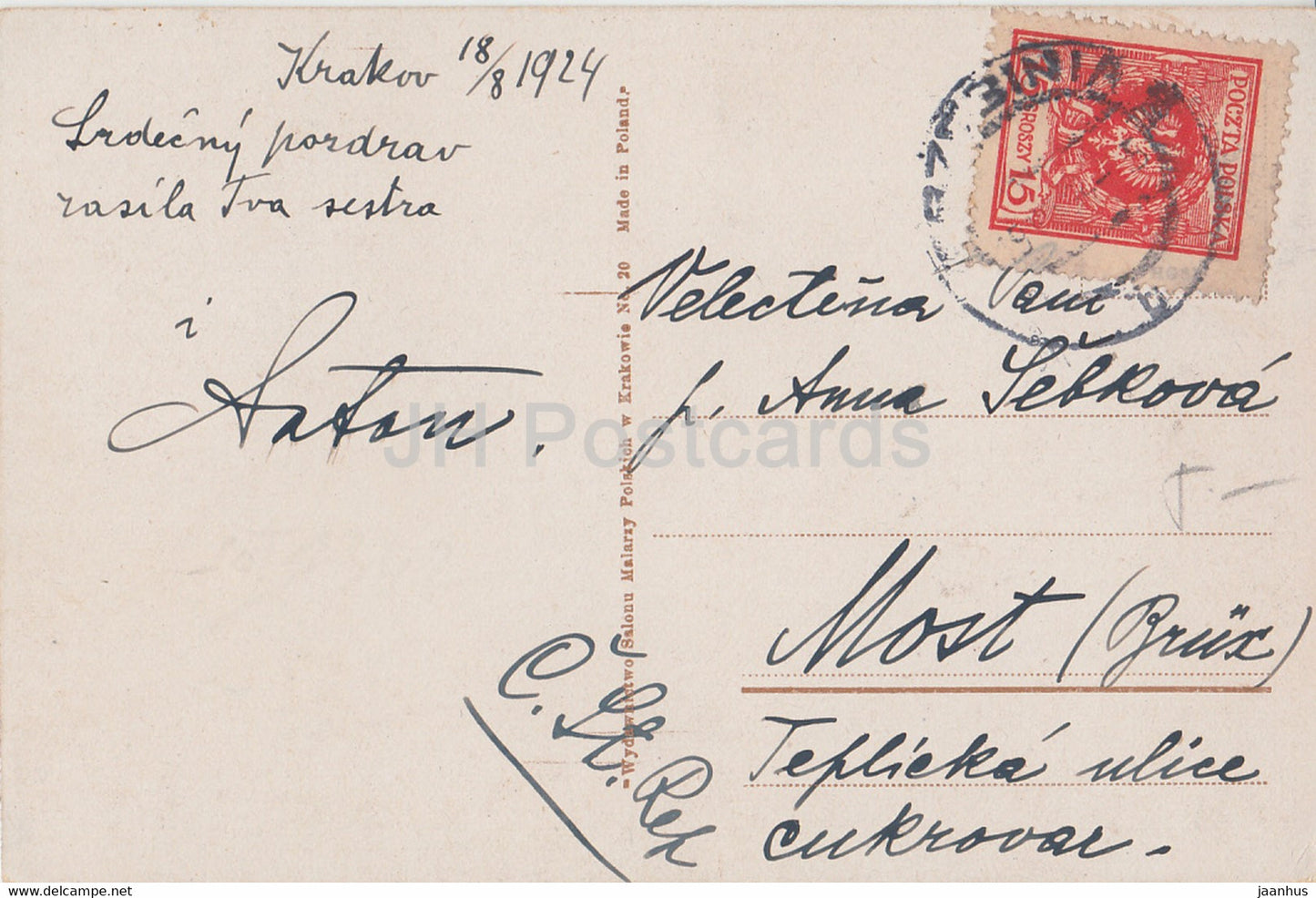 Krakow - Z wiezy Maryackiej - Cracovie - Vue Totale - old postcard - 1924 - Poland - used