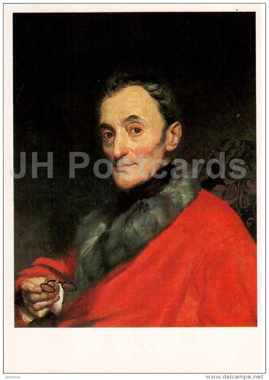 painting by K. Bryullov - Portrait of M. Lanchi , 1851 - old man - Russian art - 1985 - Russia USSR - unused - JH Postcards