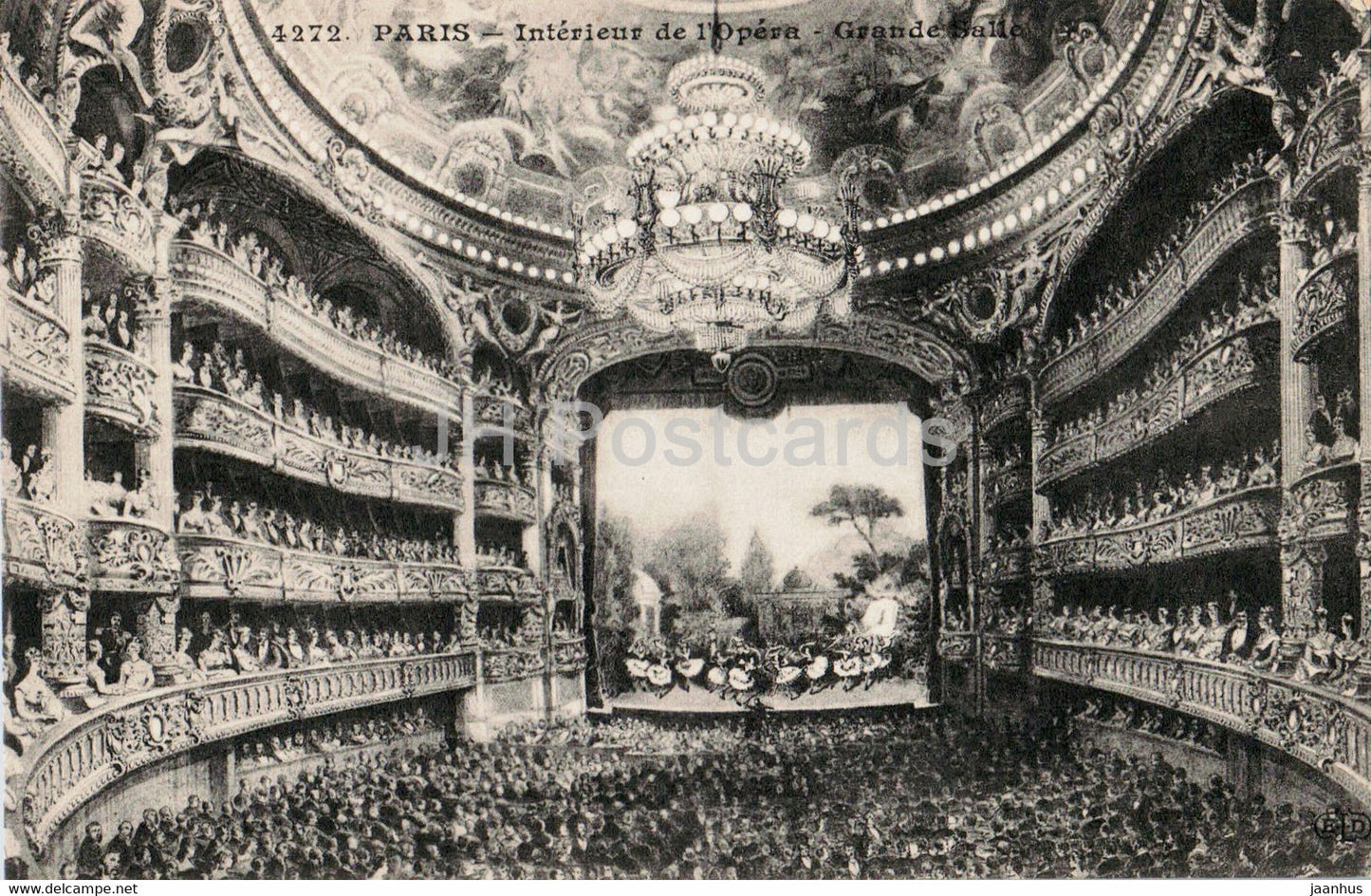 Paris - Interieur de l'Opera - Grande Salle - opera theatre - 4272 - old postcard - France - unused - JH Postcards