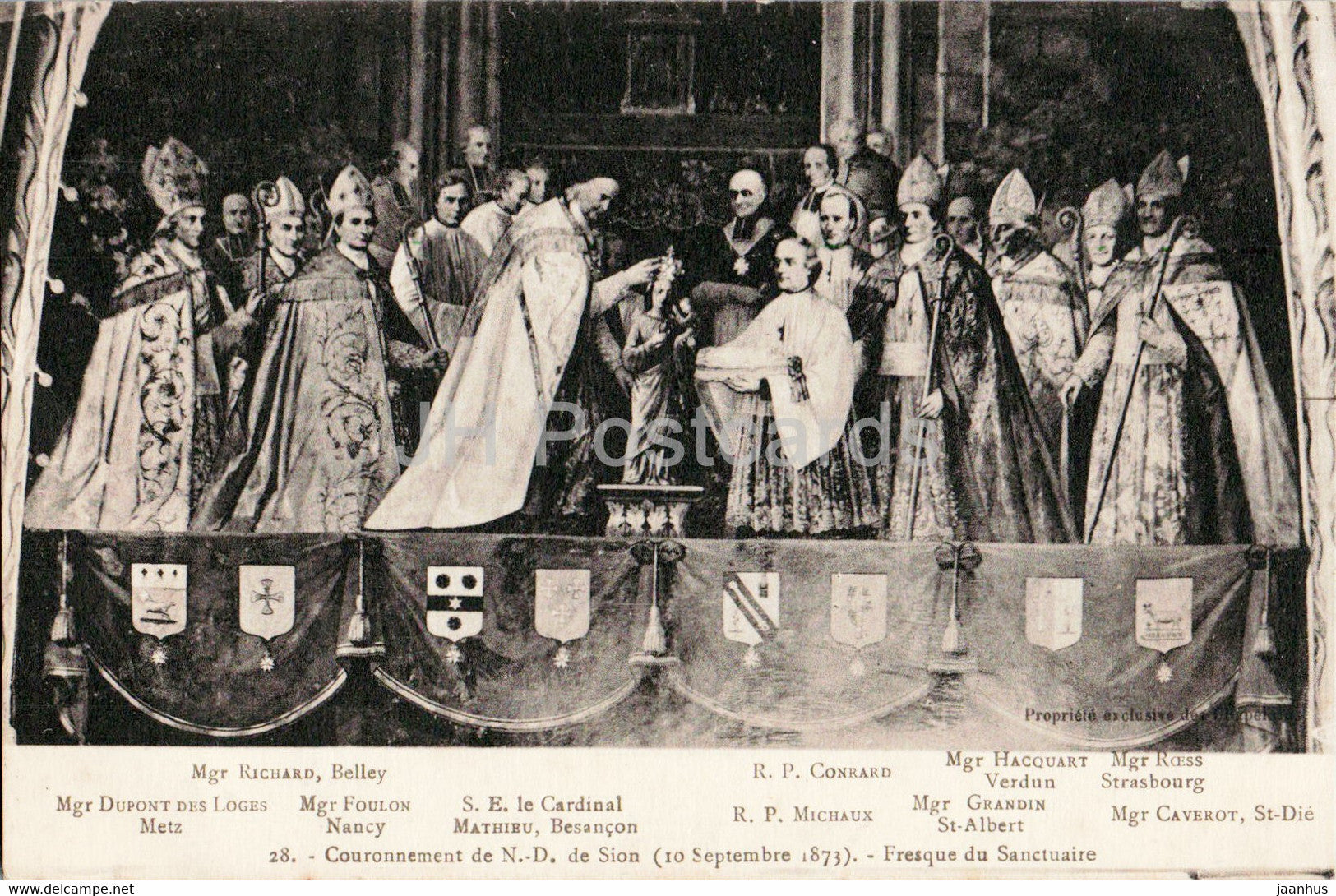 Couronnement de N D de Sion - Fresque de Sanctuaire - 28 - old postcard - 1920 - France - used - JH Postcards