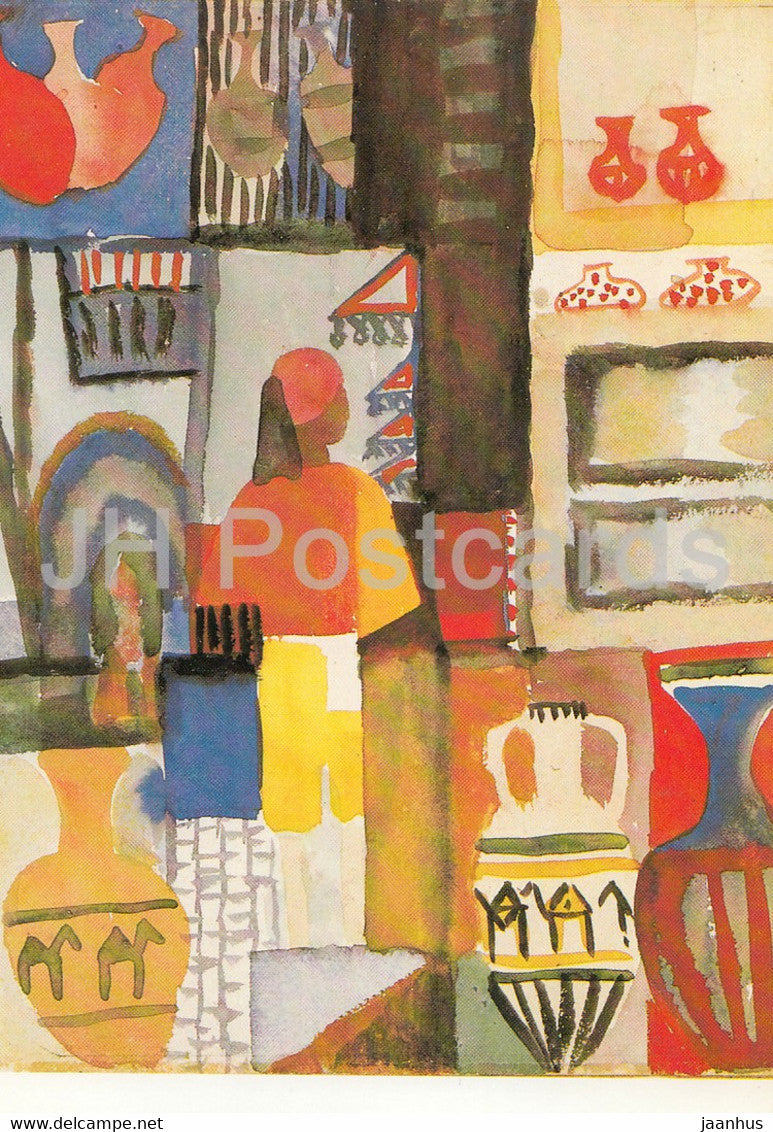 painting by August Macke - Die Tunisreise - Handler mit Krugen - 959 - German art - Germany - unused - JH Postcards