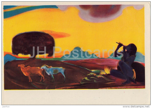 painting by S. Roerich - Sacred Flute , 1955 - Russian art - 1960 - Russia USSR - unused - JH Postcards