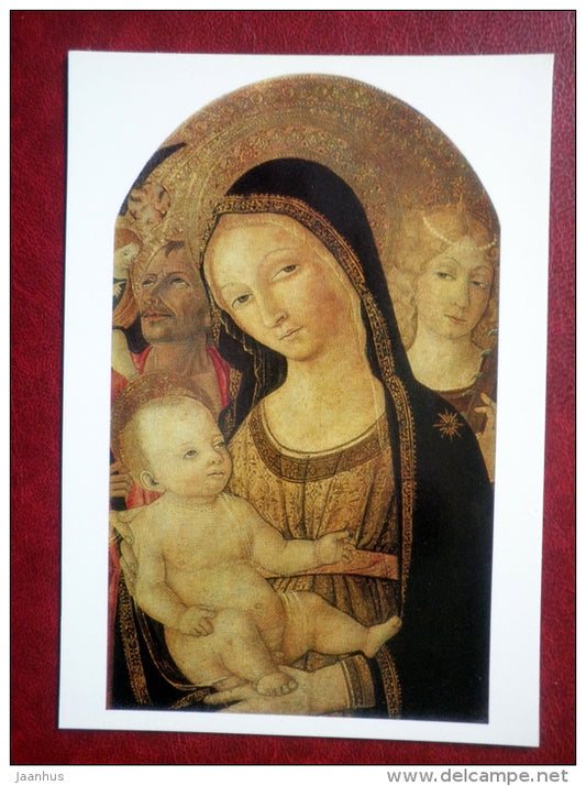painting by Mateo Giovanni Bartolo , Madonna and Child with St. Catherine and St. Christopher - italian art - unused - JH Postcards
