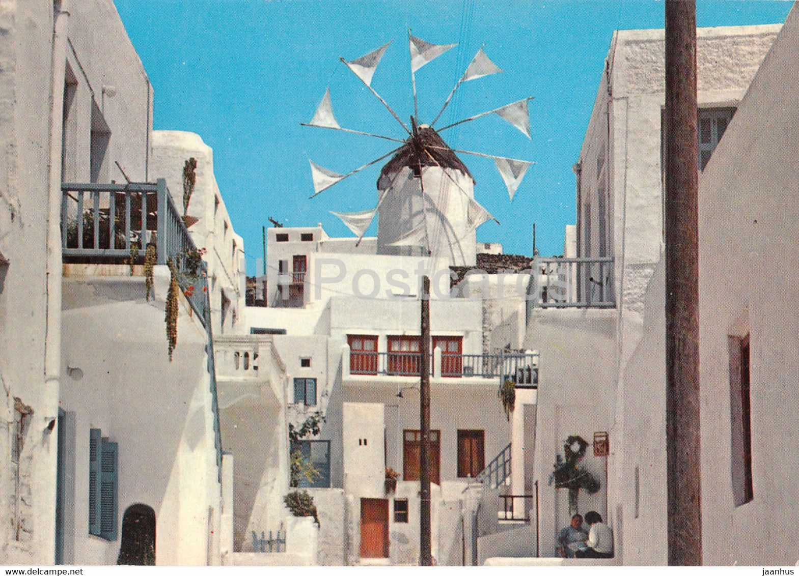 Myconos - Mykonos - Picturesque view - windmill - 1970 - Greece - used - JH Postcards