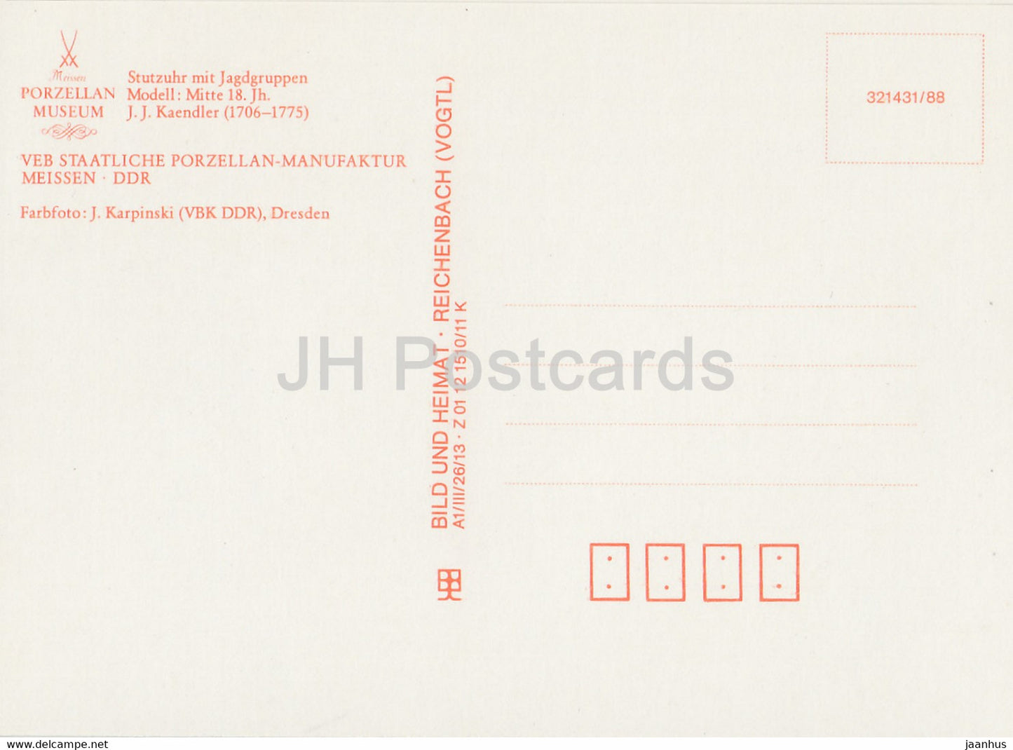 Stutzuhr mit Jagdgruppen - clock - porcelain - Porzellan Museum Meissen - DDR Germany - unused