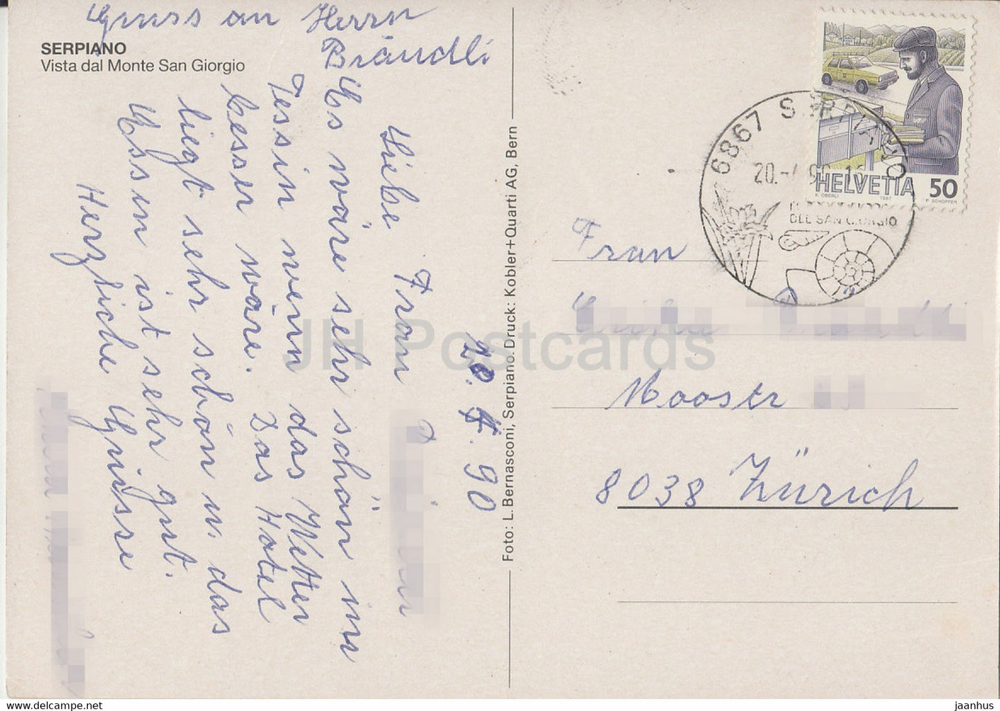 Serpiano - Vista dal Monte San Giorgio - 1990 - Suisse - occasion