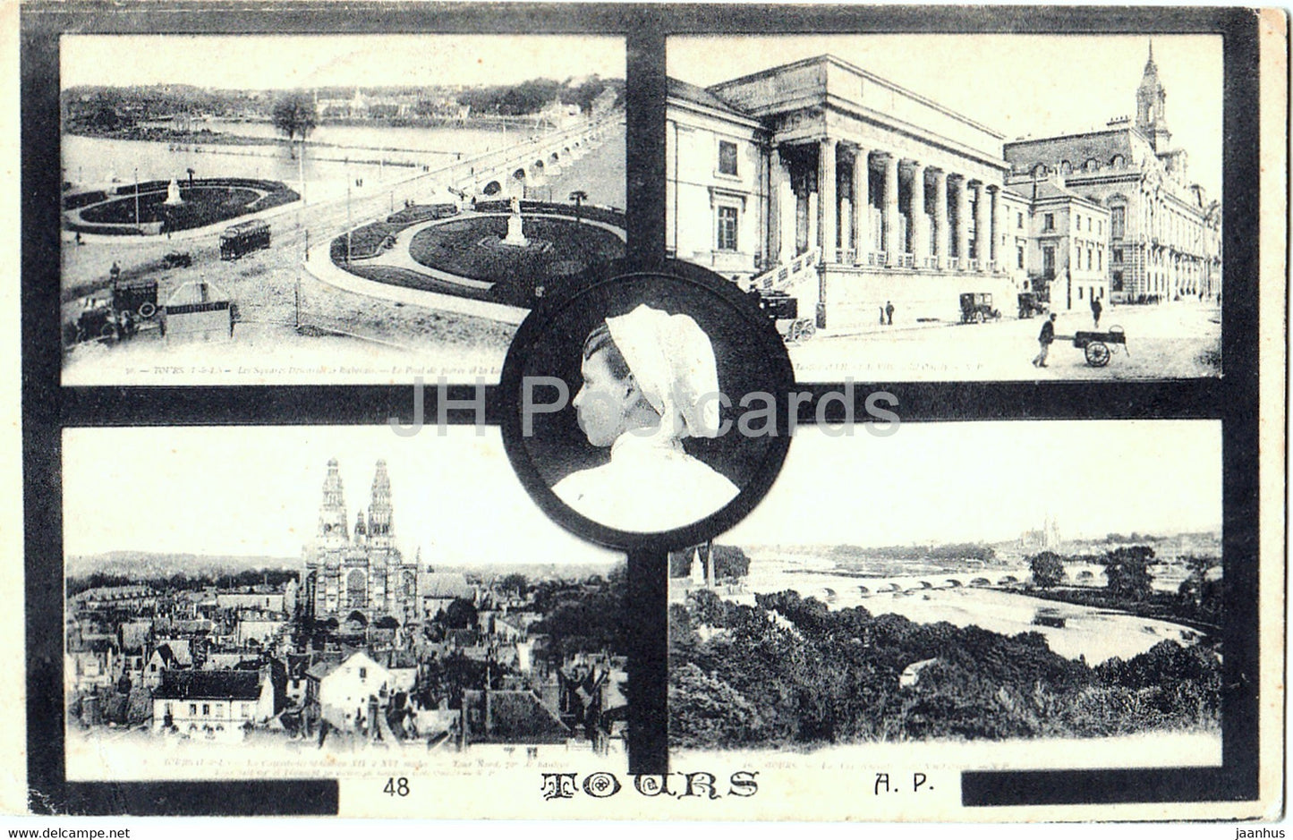 Tours - multiview - 48 - AP - old postcard - 1917 - France - used - JH Postcards