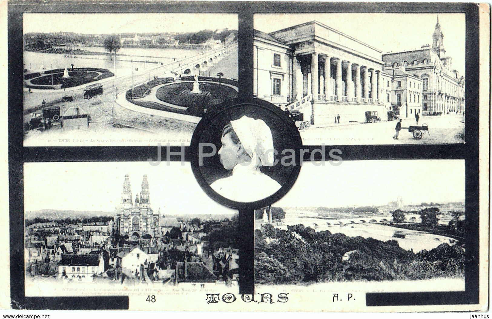 Tours - multiview - 48 - AP - old postcard - 1917 - France - used - JH Postcards