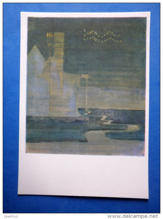 painting by M. Ciurlionis - Aquarius - zodiac signs - lithuanian art - unused - JH Postcards